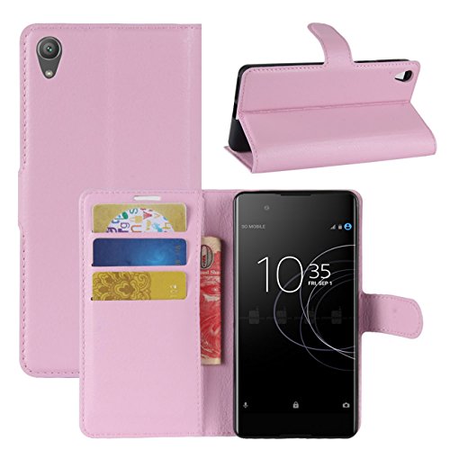 HualuBro Sony Xperia XA1 Plus Hülle, Premium PU Leder Leather Wallet HandyHülle Tasche Schutzhülle Flip Case Cover für Sony Xperia XA1 Plus Smartphone (Pink) von HualuBro