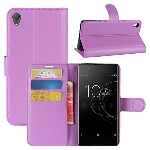 HualuBro Sony Xperia XA1 Plus Hülle, Premium PU Leder Leather Wallet HandyHülle Tasche Schutzhülle Flip Case Cover für Sony Xperia XA1 Plus Smartphone (Violett) von HualuBro