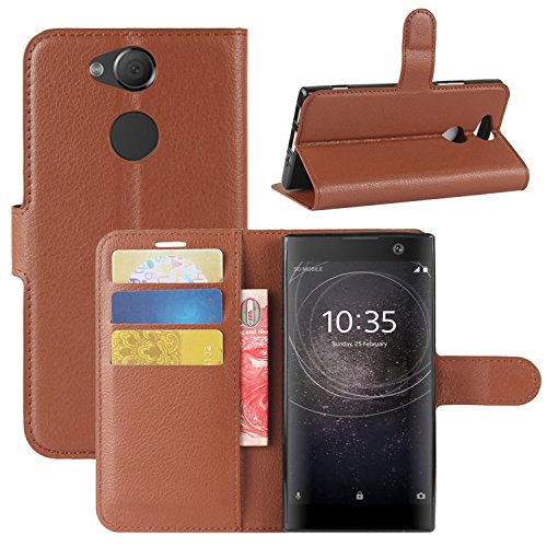 HualuBro Sony Xperia XA2 Hülle, [All Around Schutz] Premium PU Leder Leather Wallet Handy Tasche Schutzhülle Case Flip Cover mit Karten Slot für Sony Xperia XA2 Smartphone (Braun) von HualuBro