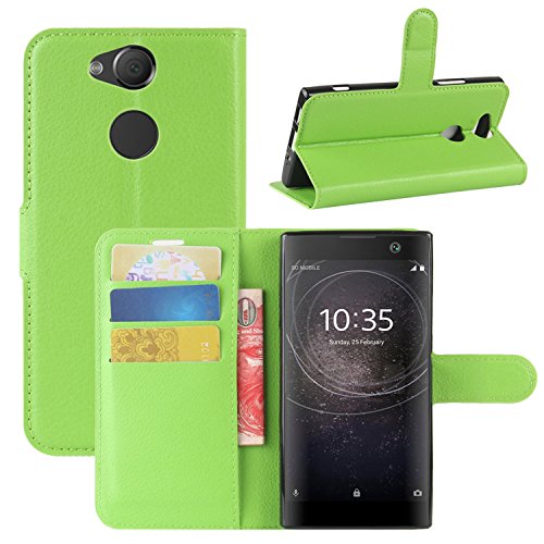 HualuBro Sony Xperia XA2 Hülle, [All Around Schutz] Premium PU Leder Leather Wallet Handy Tasche Schutzhülle Case Flip Cover mit Karten Slot für Sony Xperia XA2 Smartphone (Grün) von HualuBro