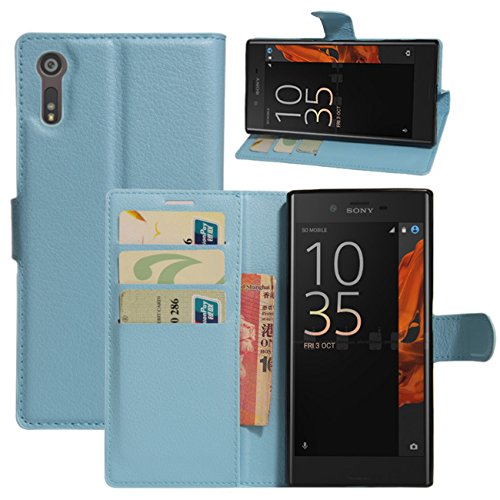 HualuBro Sony Xperia XZ Hülle, Sony Xperia XZs Hülle, Premium PU Leder Stoßfest Klapphülle Schutzhülle HandyHülle Handytasche Wallet Flip Case Cover für Sony Xperia XZ Tasche (Blau) von HualuBro