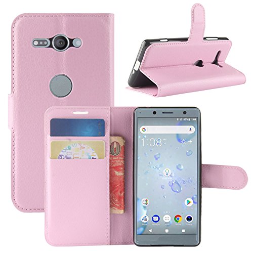 HualuBro Sony Xperia XZ2 Compact Hülle, Premium PU Leder Leather Wallet Handy Tasche Schutzhülle Case Flip Cover mit Karten Slot für Sony Xperia XZ2 Compact Smartphone (Pink) von HualuBro