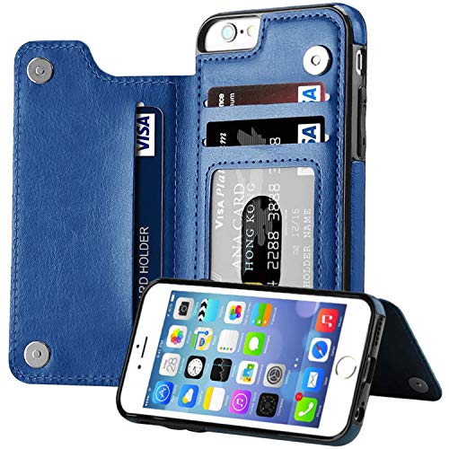HualuBro iPhone 6 Hülle, iPhone 6s Hülle, Leder Brieftasche Etui LederHülle Tasche Schutzhülle HandyHülle [Standfunktion] Leather Flip Case Cover für iPhone 6s iPhone 6 (Blau) von HualuBro