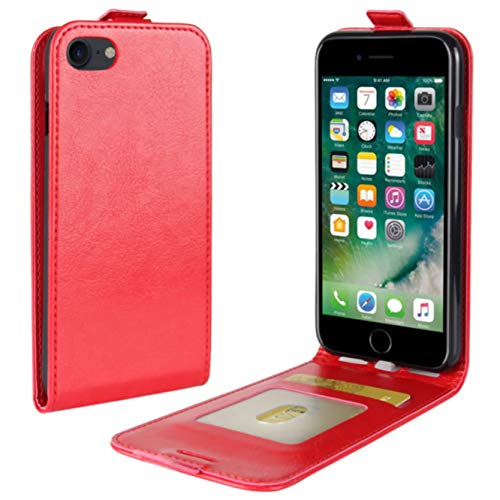 HualuBro iPhone 8 Case, iPhone 7 Hülle, Premium PU Leder Leather HandyHülle Tasche Schutzhülle Flip Case Cover mit Karten Slot für iPhone 7 / iPhone 8 Smartphone (Rot) von HualuBro