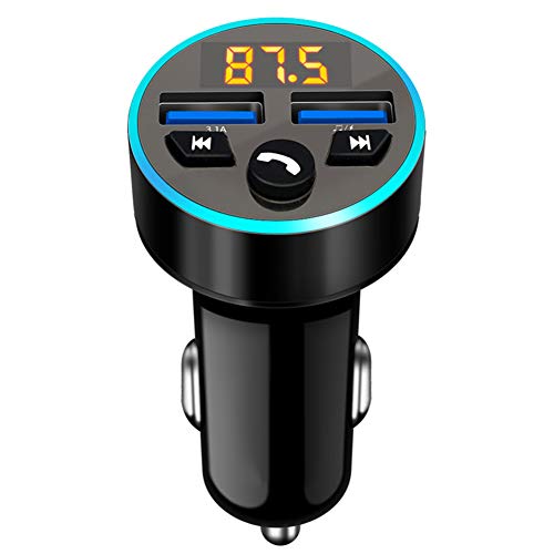 12-24 V Bluetooth 5.0 MP3 Player für Auto, Bluetooth Transmitter Auto Kfz Radio Adapter MP3 Player Radio Adapter mit Dual USB Bluetooth Autoladegerät, Smart Voice Broadcast, Schwarz von Huamengyuan