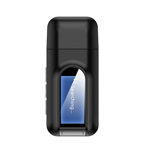 Bluetooth 5.0 Adapter Auto-Audio-Empfänger-Adapter USB Musik Audio Sender Empfänger mit LCD Display Mini-Wireless-Bluetooth-Adapter für PC/Home/Kopfhörer/TV/Auto von Huamengyuan