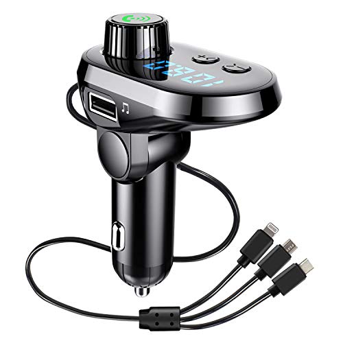 Bluetooth MP3 Player für Auto, Schnellladung Autoladegerät USB MP3 Player Radio Adapter Auto Bluetooth Player,USB Autoladegerät Mit 3 Ladeadaptern,Schwarz von Huamengyuan