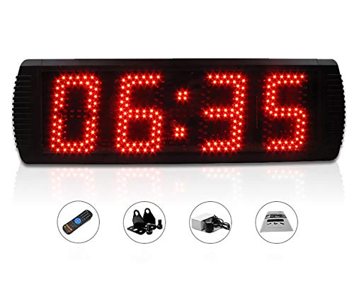 Huanyu 5" LED Countdown Uhr 4 Ziffern Lauf-Uhr Stoppuhr Countdown Clock Intervall Timer mit Fernbedienung& für Marathonlauf Sportveranstaltungen Wettbewerbe(Rot) von Huanyu