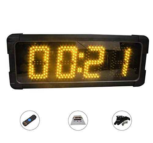 Huanyu 5" LED Countdown Uhr 4 Ziffern Lauf-Uhr Stoppuhr Wasserdicht Countdown Clock Intervall Timer mit Fernbedienung& für Marathonlauf Sportveranstaltungen Wettbewerbe (Gelb) von Huanyu