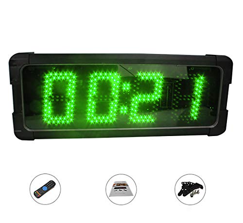 Huanyu 5" LED Countdown Uhr 4 Ziffern Lauf-Uhr Stoppuhr Wasserdicht Countdown Clock Intervall Timer mit Fernbedienung& für Marathonlauf Sportveranstaltungen Wettbewerbe (Grün) von Huanyu