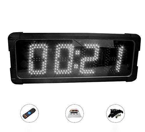 Huanyu 5" LED Countdown Uhr 4 Ziffern Lauf-Uhr Stoppuhr Wasserdicht Countdown Clock Intervall Timer mit Fernbedienung& für Marathonlauf Sportveranstaltungen Wettbewerbe (Weiß) von Huanyu