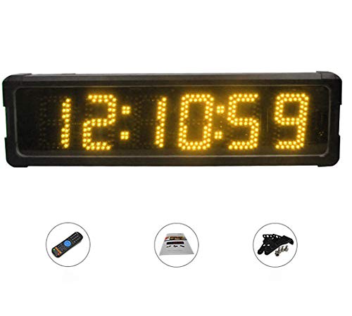 Huanyu 5" LED Countdown Uhr 6 Ziffern Lauf-Uhr Stoppuhr Wasserdicht Countdown Clock Intervall Timer mit Fernbedienung& für Marathonlauf Sportveranstaltungen Wettbewerbe (Gelb) von Huanyu