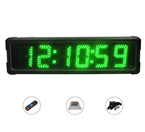 Huanyu 5" LED Countdown Uhr 6 Ziffern Lauf-Uhr Stoppuhr Wasserdicht Countdown Clock Intervall Timer mit Fernbedienung& für Marathonlauf Sportveranstaltungen Wettbewerbe (Grün) von Huanyu