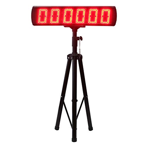 Huanyu 5" LED Countdown Uhr 6 Ziffern Lauf-Uhr Stoppuhr Wasserdicht Countdown Clock Intervall Timer mit Fernbedienung& für Marathonlauf Sportveranstaltungen Wettbewerbe (Rot) von Huanyu