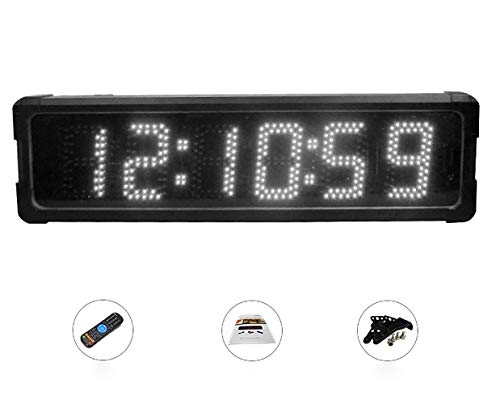 Huanyu 5" LED Countdown Uhr 6 Ziffern Lauf-Uhr Stoppuhr Wasserdicht Countdown Clock Intervall Timer mit Fernbedienung& für Marathonlauf Sportveranstaltungen Wettbewerbe (Weiß) von Huanyu