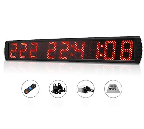 Huanyu 5" LED Countdown Uhr 9 Ziffern Lauf-Uhr Stoppuhr Countdown Clock Intervall Timer mit Fernbedienung& für Marathonlauf Sportveranstaltungen Wettbewerbe(Rot) von Huanyu