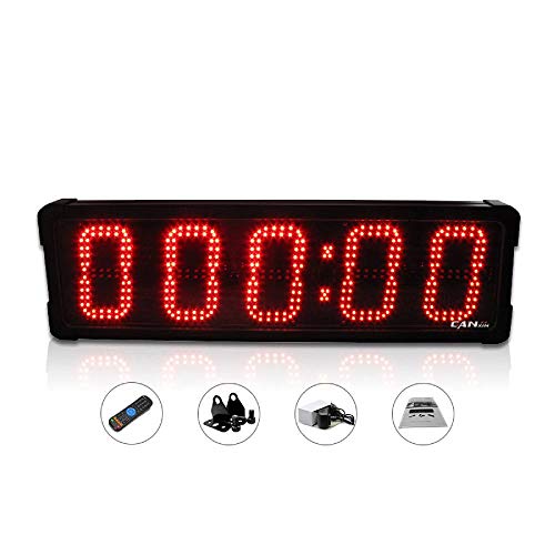 Huanyu 6" LED Countdown Uhr 5 Ziffern Lauf-Uhr Stoppuhr Countdown Clock Intervall Timer mit Fernbedienung& für Marathonlauf Sportveranstaltungen Wettbewerbe GS5T-6R von Huanyu