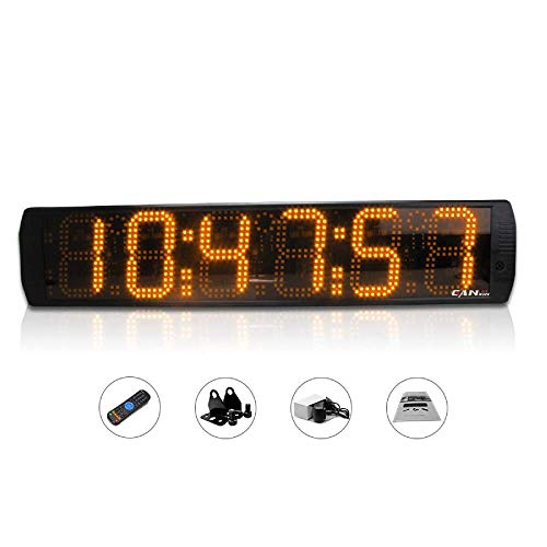 Huanyu 6" LED Countdown Uhr 6 Ziffern Lauf-Uhr Stoppuhr Countdown Clock Intervall Timer mit Fernbedienung& für Marathonlauf Sportveranstaltungen Wettbewerbe (Gelb) von Huanyu
