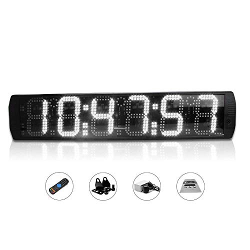 Huanyu 6" LED Countdown Uhr 6 Ziffern Lauf-Uhr Stoppuhr Countdown Clock Intervall Timer mit Fernbedienung& für Marathonlauf Sportveranstaltungen Wettbewerbe (Weiß) von Huanyu