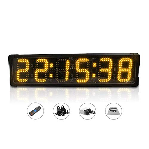 Huanyu 6" LED Countdown Uhr 6 Ziffern Lauf-Uhr wasserdichte Stoppuhr Countdown Clock Intervall Timer mit Fernbedienung& für Marathonlauf Sportveranstaltungen Wettbewerbe GO6T-6R (Gelb) von Huanyu