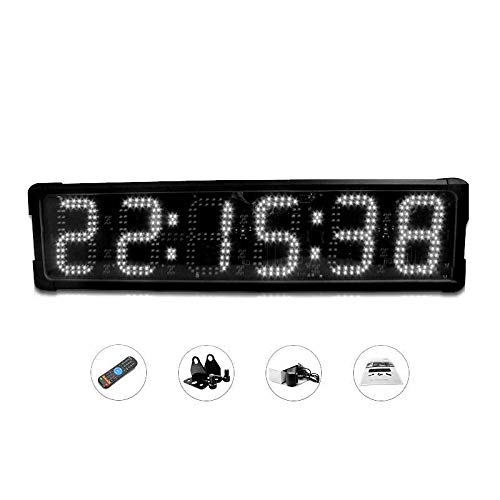 Huanyu 6" LED Countdown Uhr 6 Ziffern Lauf-Uhr wasserdichte Stoppuhr Countdown Clock Intervall Timer mit Fernbedienung& für Marathonlauf Sportveranstaltungen Wettbewerbe GO6T-6R (Weiß) von Huanyu