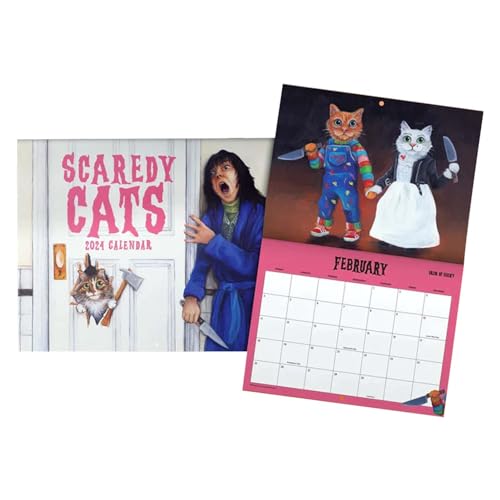 Scaredy Cats Calendar 2024,11 X 8 Inch Funny Scaredy Cat Wall Hanging Calendar,Horror Movies Cats Monthly Calendar,12 Monthly Wall Calendar Planner For Horror Fans And Cat Lovers von Huasean