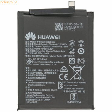 Huawei Akku für Huawei Mate 10 Lite Li-Pol 3,8 Volt 3340 mAh schwarz Huawei Akku für Huawei Mate 10 Lite Li-Pol 3,8 Volt 3340 mAh schwarz von Huawei