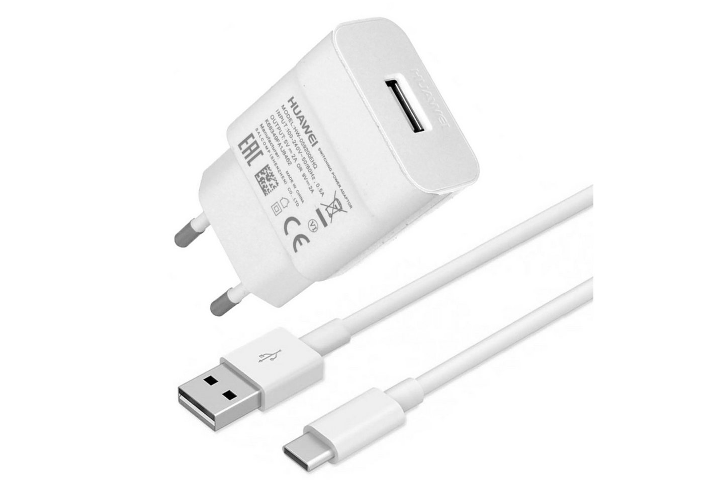 Huawei HW-059200 Ladegerät mit Ladekabel, Smartphone-Ladegerät (Netzteil 18 Watt, USB Typ-C Stecker, 1 Meter, Schnellladefunktion) von Huawei