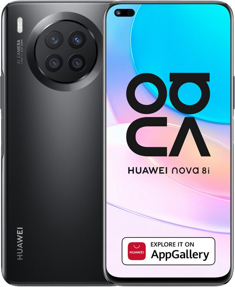 Huawei Huawei Nova 8i Dual Sim NEN-LX1 128GB Starry Black Neu OVP Smartphone (16.94 cm/6.67 Zoll, 128 GB Speicherplatz, 64 MP Kamera, 64 MP Kamera, 66W Laden, Dual-SIM, Face Unlock, Full HD+ Display) von Huawei