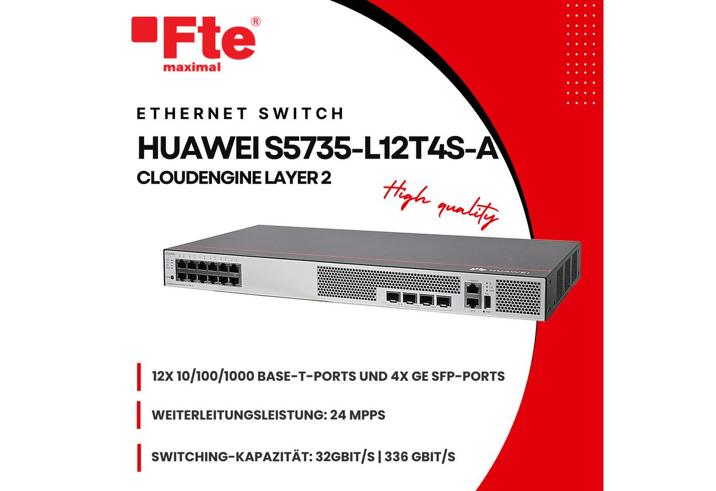 Huawei S5735-L12T4S-A CloudEngine Layer 2 Netzwerk-Switch (12x Ethernet 10/100/1000, 4*GE SFP ports) von Huawei