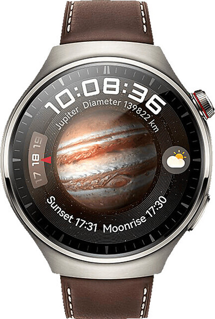 Huawei Watch 4 Pro Classic 48mm LTE Lederarmband braun Titangehäuse silber von Huawei