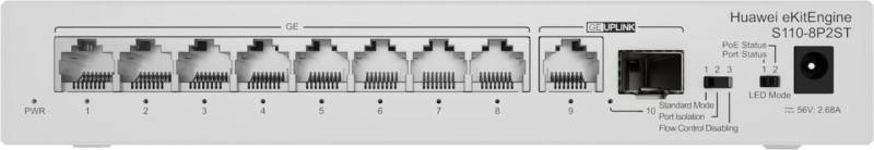 Huawei eKit Switch S110-8P2ST 8x 1GbE RJ45 + 1x 1GbE SFP unmanaged L2 von Huawei