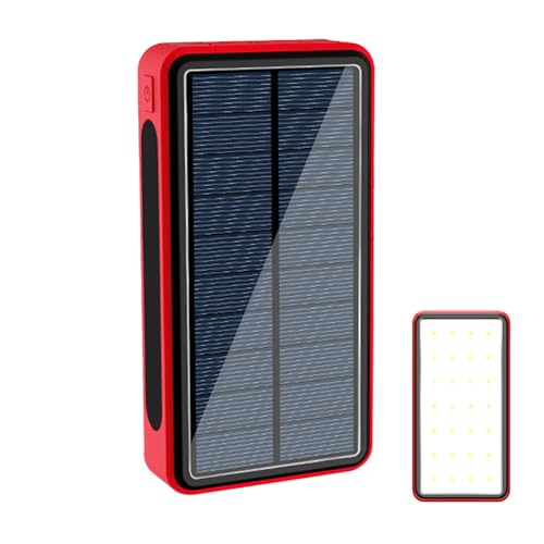 Huayeex Solarladegerät Für Handys, Solarladegerät Powerbank Mit USB-Anschluss, 20000 mAh Kapazität Ladestation Für 4 Geräte Gleichzeitig Mit LED-Leuchte Für Unterwegs, Camping & Outdoor von Huayeex