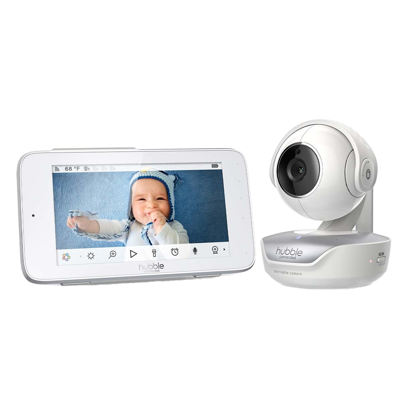 Hubble Nursery Pal Deluxe Wei? | Video Babyphone | 5 Zoll Farbdisplay | bis zu 300m Reichweite | 2-Wege-Kommunikation | Raumtemperatur | Infrarot-Nachtsicht von Hubble