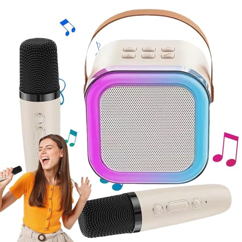 Hudhowks Kinder-Karaoke-Maschine, tragbare Karaoke-Maschine,Karaoke-Lautsprecher mit LED-Leuchten und 2 kabellosen Mikrofonen | Mikrofon-Singlautsprecher für Heimparty, Geburtstagsfeier von Hudhowks