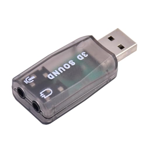 Hudhowks USB-Audio-Adapter, externer USB-Sound-Adapter, 5.1-Kanal 2-in-1-Stereo-USB-Audio-Adapter, Mikrofon-Kopfhörer-Audio-Adapter für PC und Laptop zum Ansehen von Filmen, Fernsehen von Hudhowks