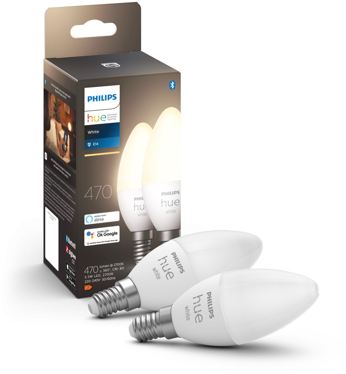 Hue White 5.5W B39 E14 2er Set LED-Kerze / F von Hue