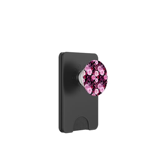 Aquarell Rosen rosa und schwarzes Blumenmuster PopSockets PopWallet für MagSafe von Hübsche Blumendesigns