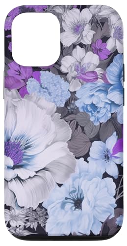Blau und lila blühende Pfingstrosen und Anemone Blumenmuster Hülle für iPhone 12/12 Pro von Hübsche Blumendesigns