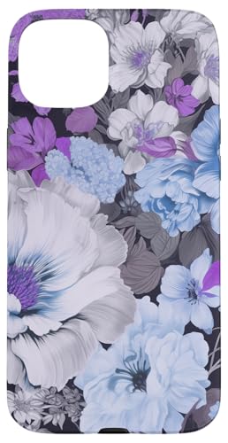 Blau und lila blühende Pfingstrosen und Anemone Blumenmuster Hülle für iPhone 15 Plus Blau und lila blühende Pfingstrosen und Anemone Blumenmuster Hülle für iPhone 15 Plus von Hübsche Blumendesigns