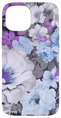 Blau und lila blühende Pfingstrosen und Anemone Blumenmuster Hülle für iPhone 15 Blau und lila blühende Pfingstrosen und Anemone Blumenmuster Hülle für iPhone 15 von Hübsche Blumendesigns