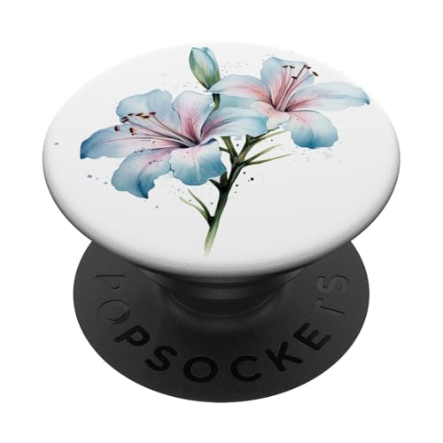 Blue Lily Flower Chic Minimalist Design PopSockets Klebender PopGrip Blue Lily Flower Chic Minimalist Design PopSockets Klebender PopGrip von Hübsche Blumendesigns