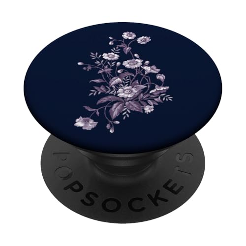 Dunkelblau Vintage Blumenblumen botanisch PopSockets Klebender PopGrip Dunkelblau Vintage Blumenblumen botanisch PopSockets Klebender PopGrip von Hübsche Blumendesigns