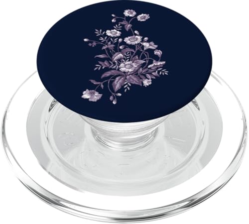 Dunkelblau Vintage Blumenblumen botanisch PopSockets PopGrip für MagSafe von Hübsche Blumendesigns