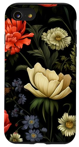 Dunkle Blumenwiesenblumen Hülle für iPhone SE (2020) / 7 / 8 von Hübsche Blumendesigns