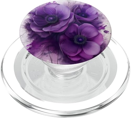 Lila Anemone Blumen eleganter Blumen PopSockets PopGrip für MagSafe Lila Anemone Blumen eleganter Blumen PopSockets PopGrip für MagSafe von Hübsche Blumendesigns