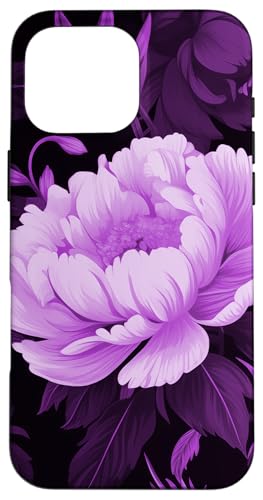 Lila Pfingstrosenblume mit botanischen Laub Hülle für iPhone 16 Pro Max Lila Pfingstrosenblume mit botanischen Laub Hülle für iPhone 16 Pro Max von Hübsche Blumendesigns