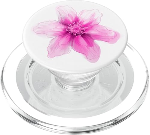 Minimalistische, einfache rosa Blume auf einem weißen PopSockets PopGrip für MagSafe von Hübsche Blumendesigns