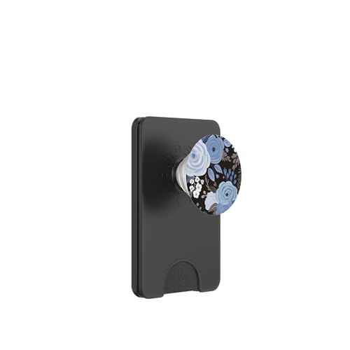 Modernes Rosenblumenmuster in blaugrau und weiß PopSockets PopWallet für MagSafe von Hübsche Blumendesigns