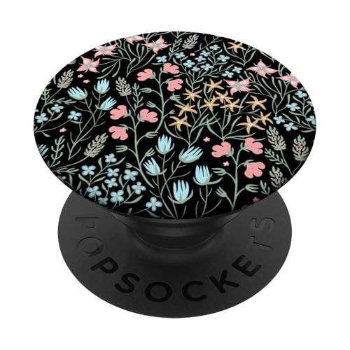 Modernes Wiesenblumenmuster auf Schwarz PopSockets Klebender PopGrip Modernes Wiesenblumenmuster auf Schwarz PopSockets Klebender PopGrip von Hübsche Blumendesigns